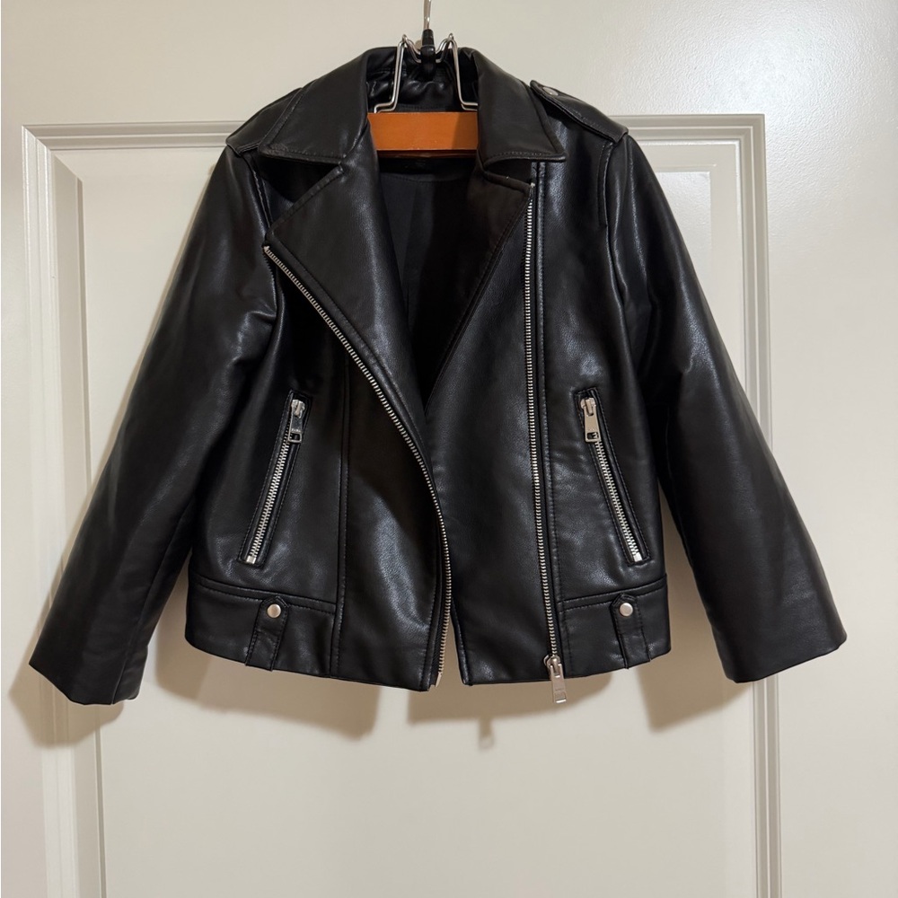 ZARA Kids Faux Leather Moto Jacket | Size 6–7 (Fits 5Y Oversized)